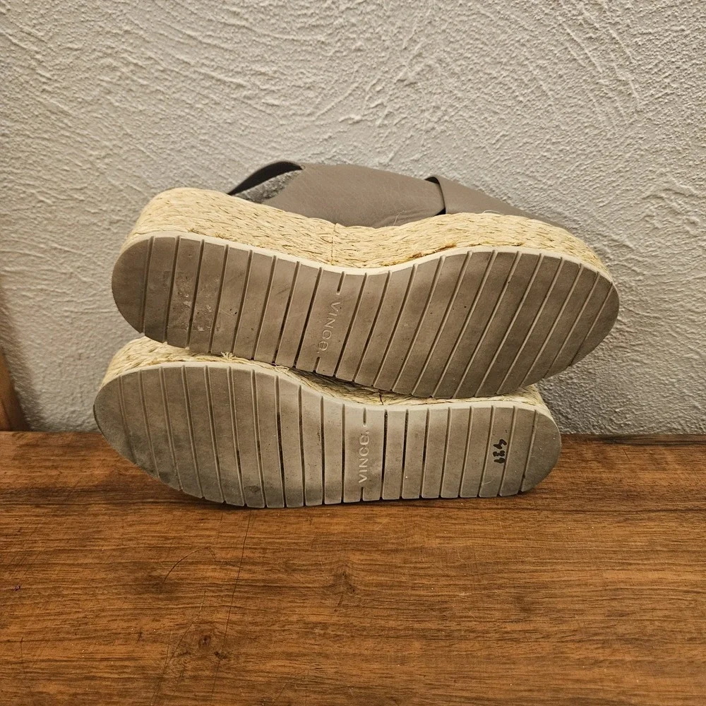 Vince Women's Jesson Platform Espadrille Sandals US Size 6M EUR Size 36 Gray Tan